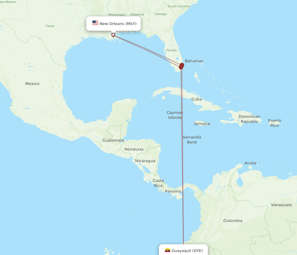GYE-MSY flight routes