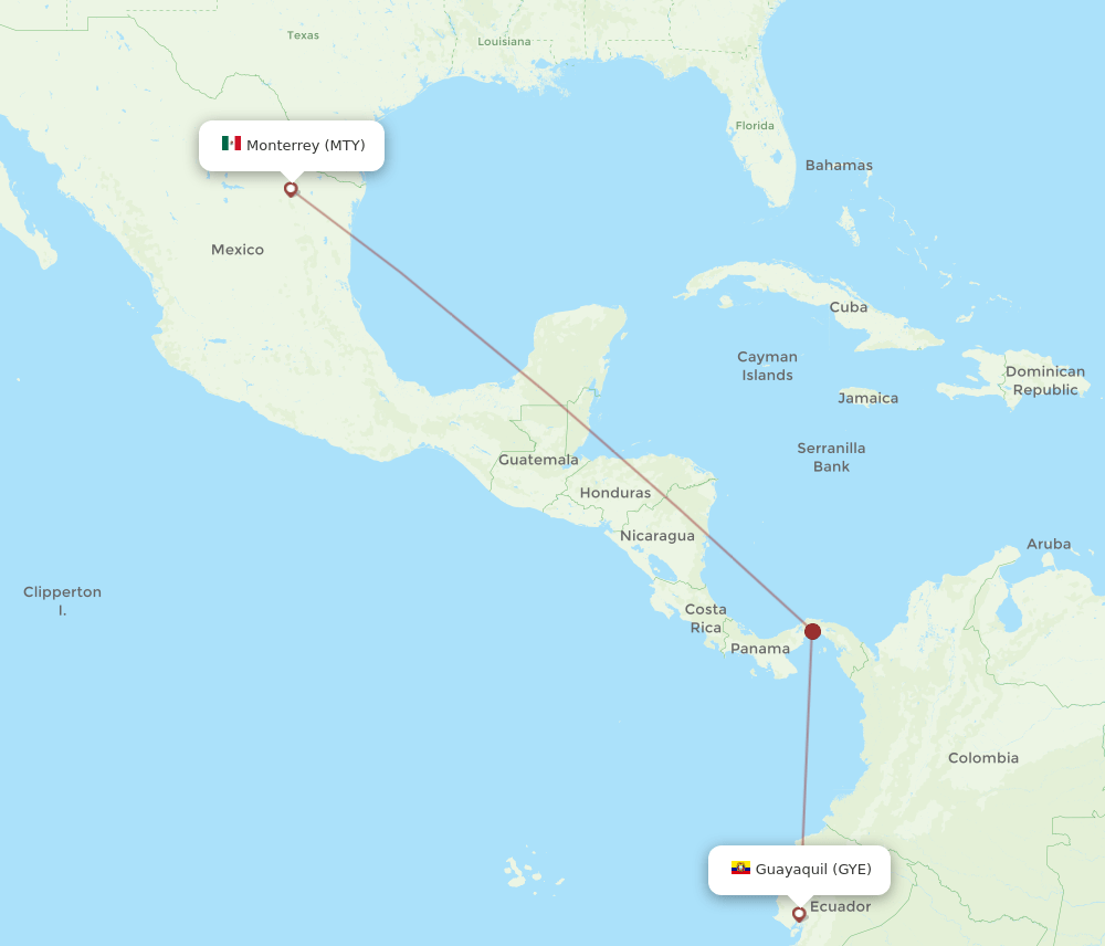 GYE-MTY flight routes