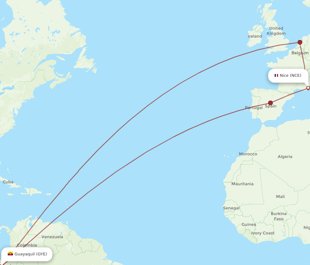 GYE-NCE flight routes
