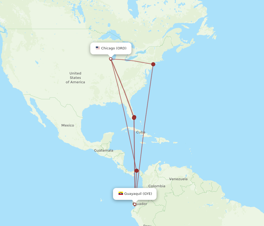 GYE-ORD flight routes