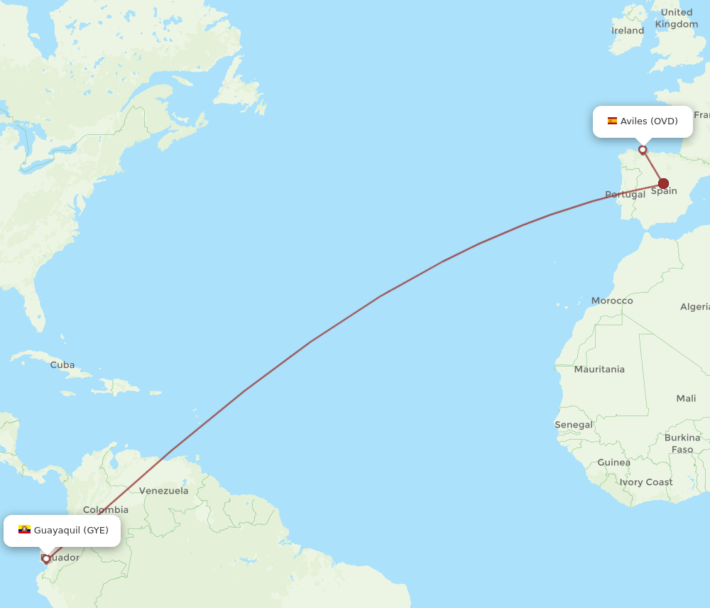 GYE-OVD flight routes