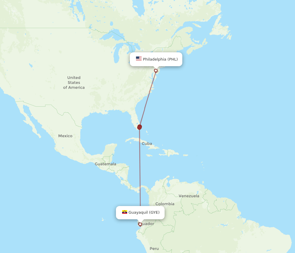 GYE-PHL flight routes