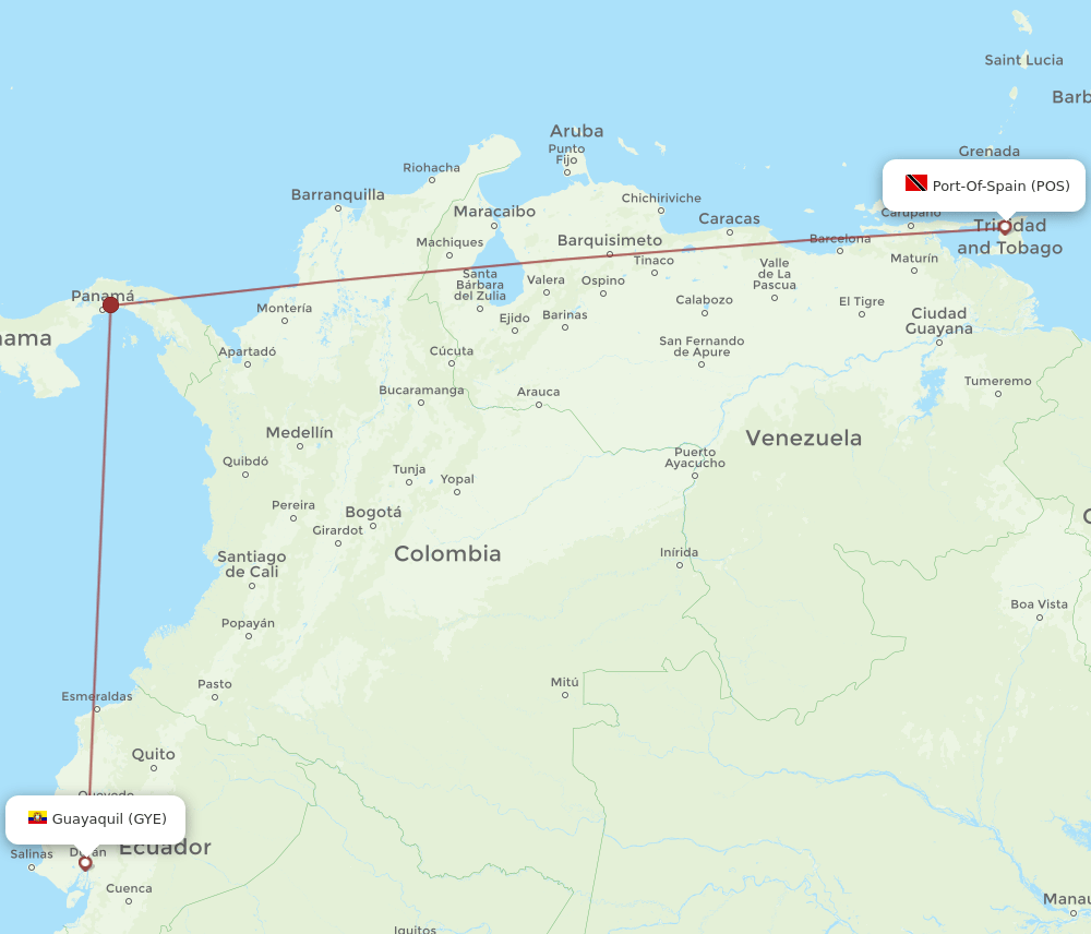 GYE-POS flight routes