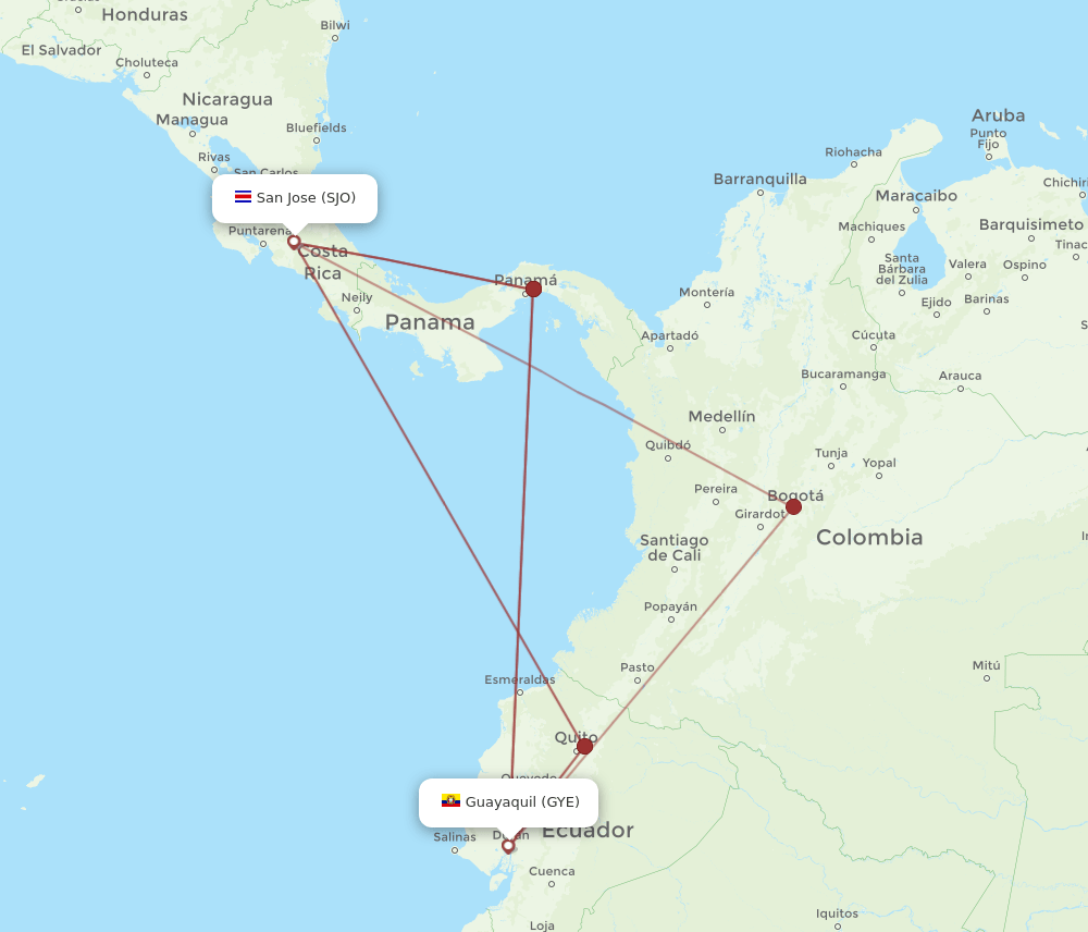 GYE-SJO flight routes