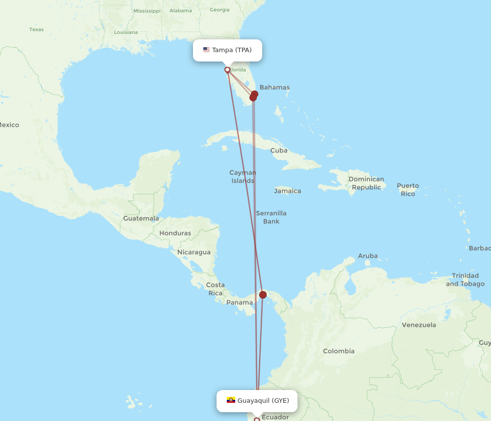 GYE-TPA flight routes