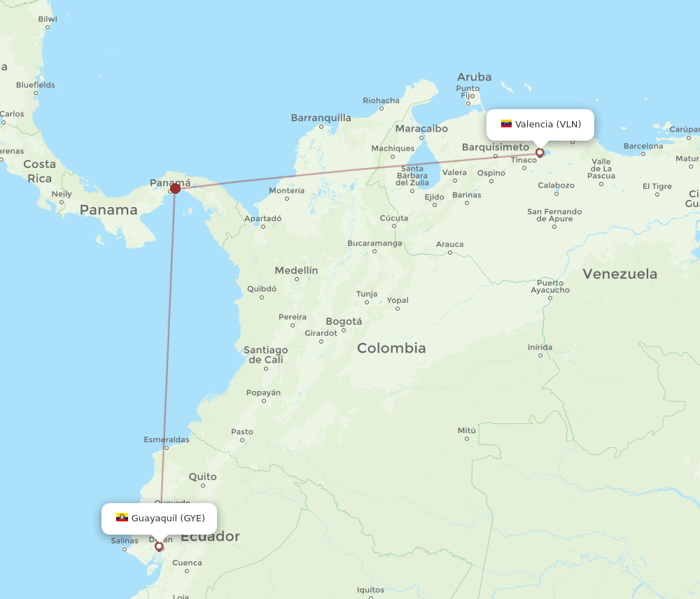 GYE to VLN flights and routes map