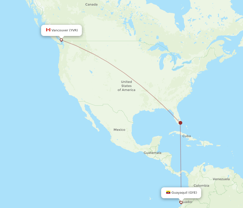 GYE-YVR flight routes