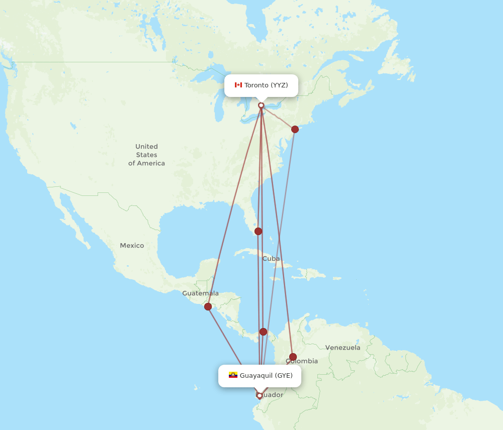 GYE-YYZ flight routes