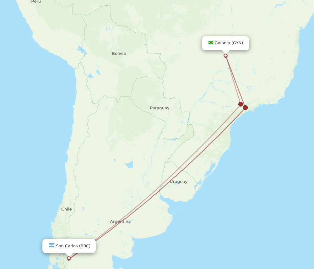 GYN-BRC flight routes