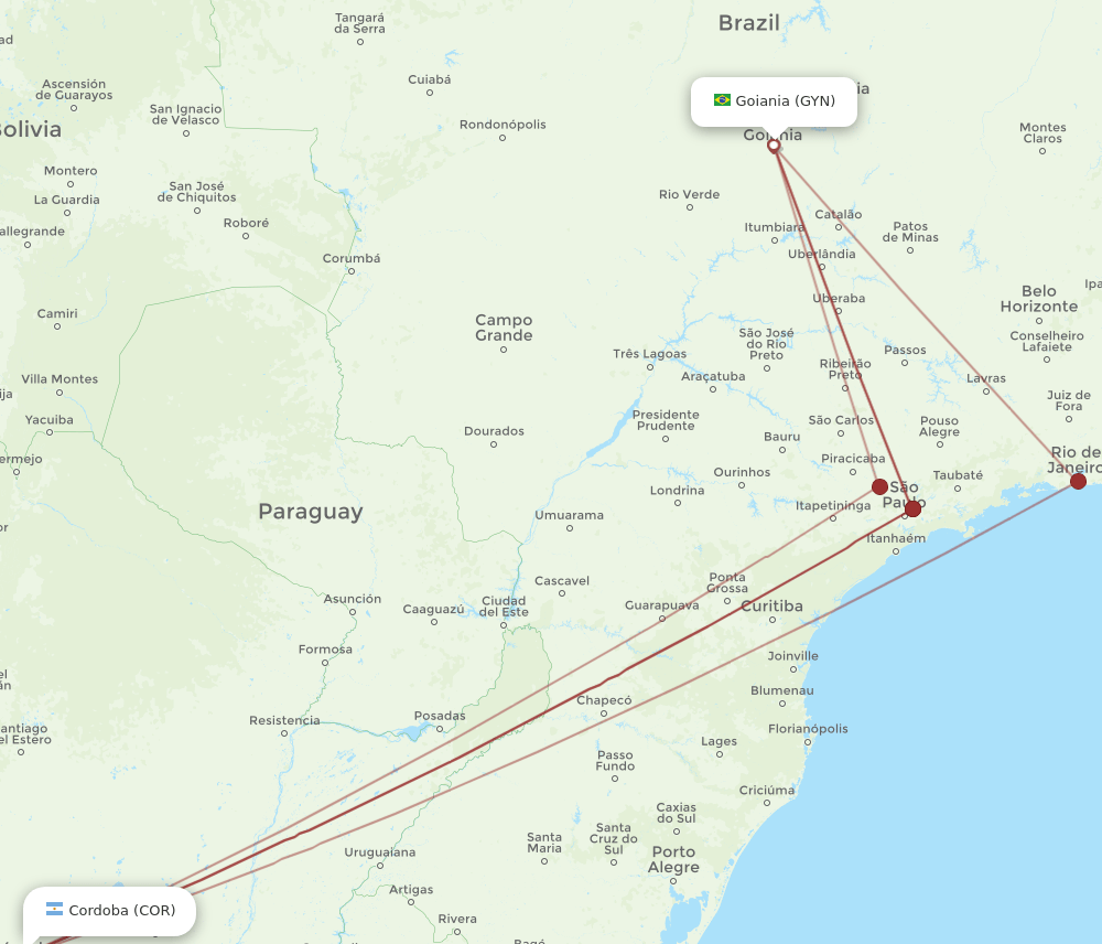 GYN-COR flight routes