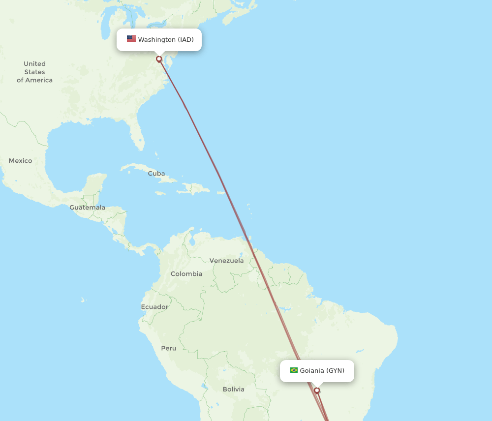 GYN-IAD flight routes