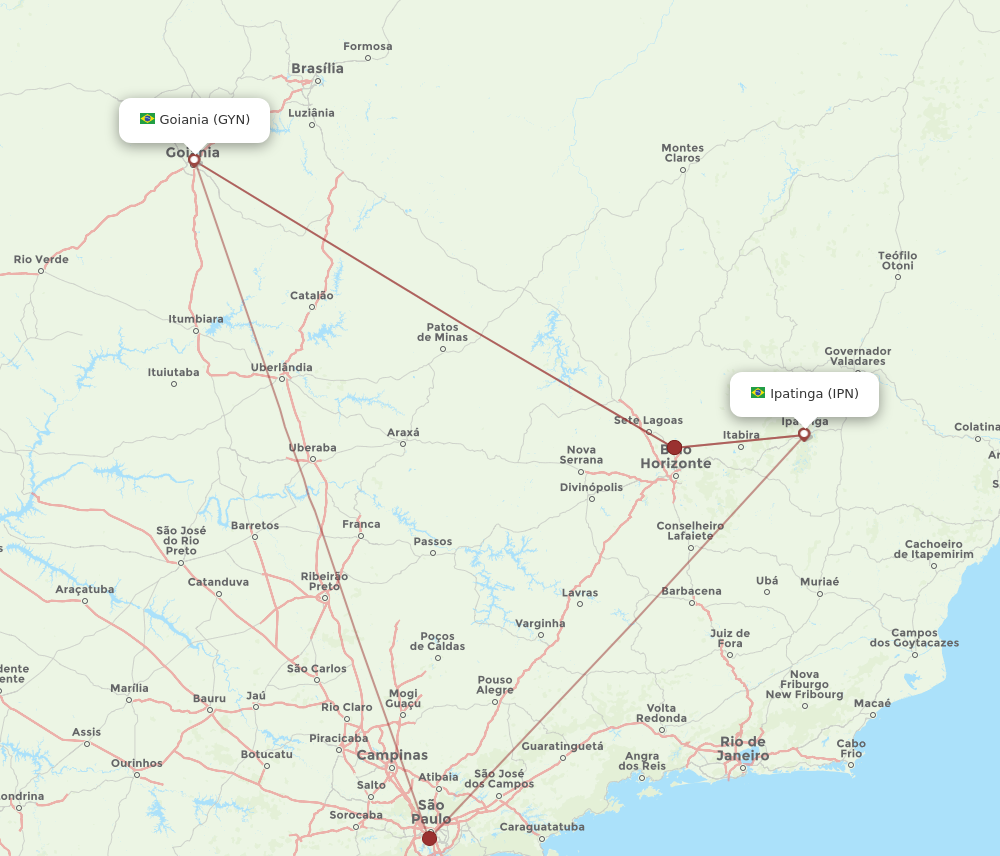GYN to IPN flights and routes map