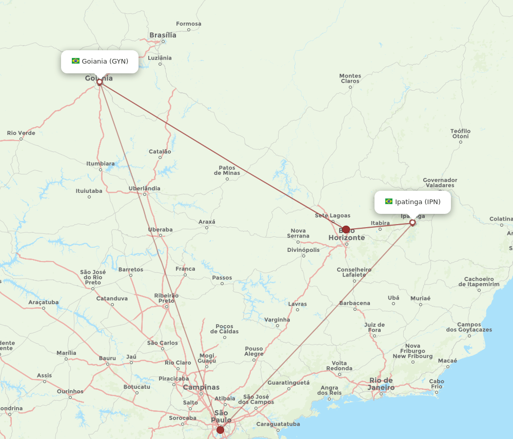 GYN to IPN flights and routes map