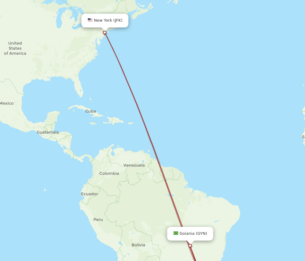 GYN-JFK flight routes