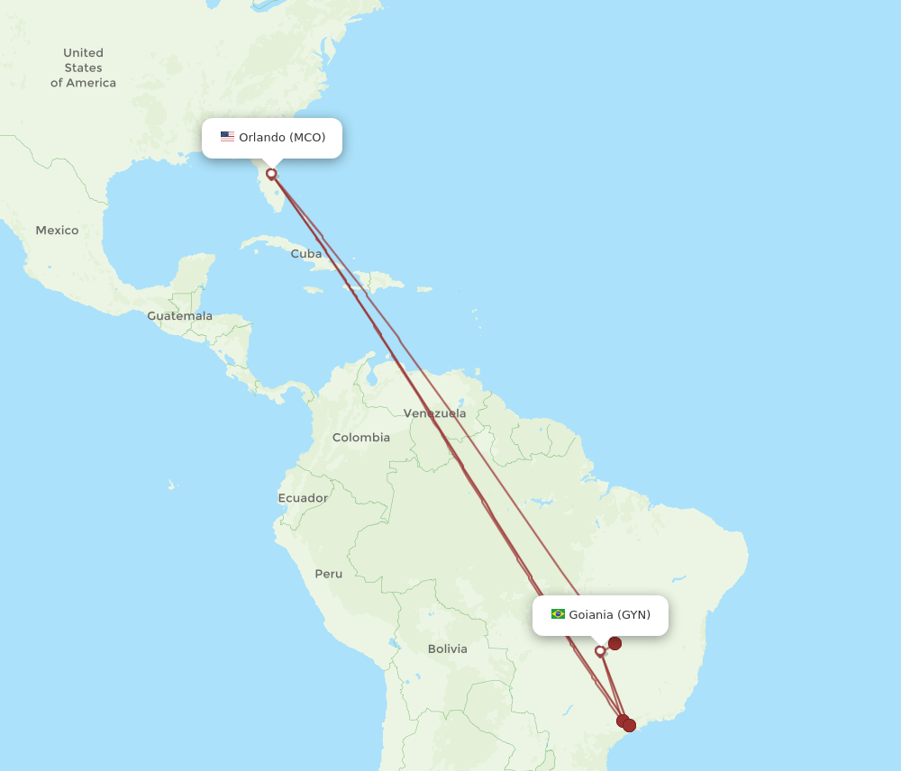 GYN-MCO flight routes