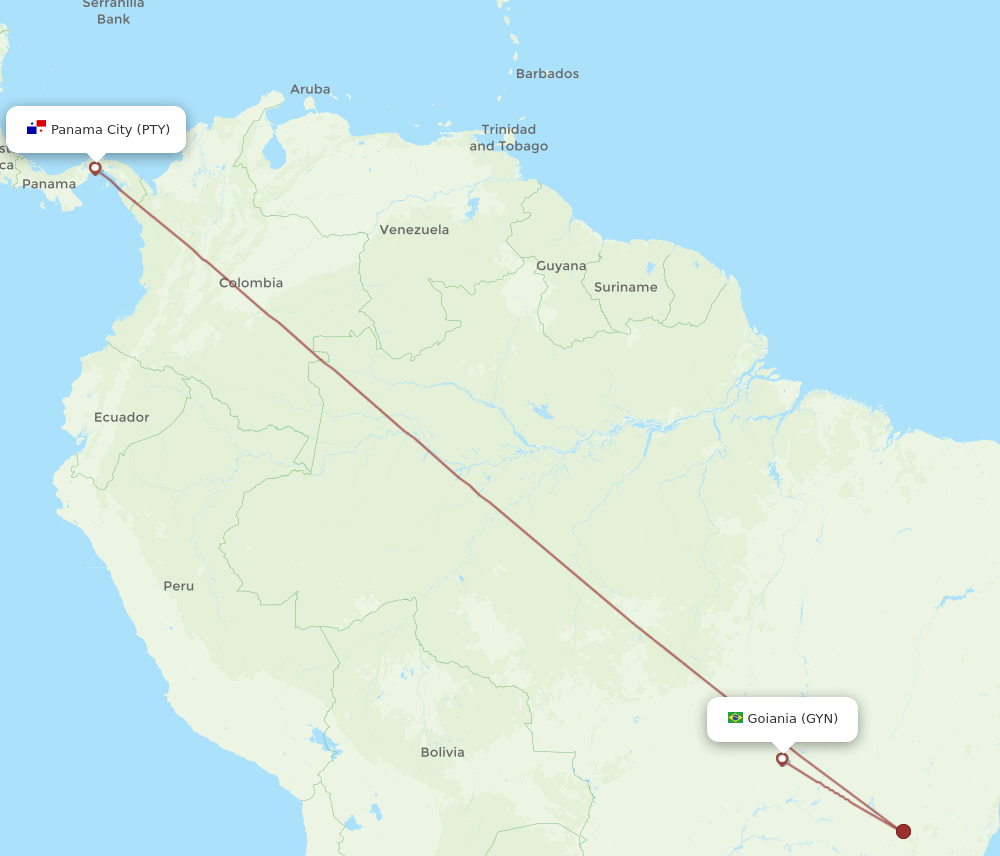 GYN-PTY flight routes