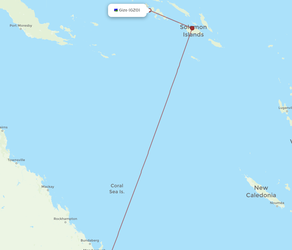GZO to BNE flights and routes map
