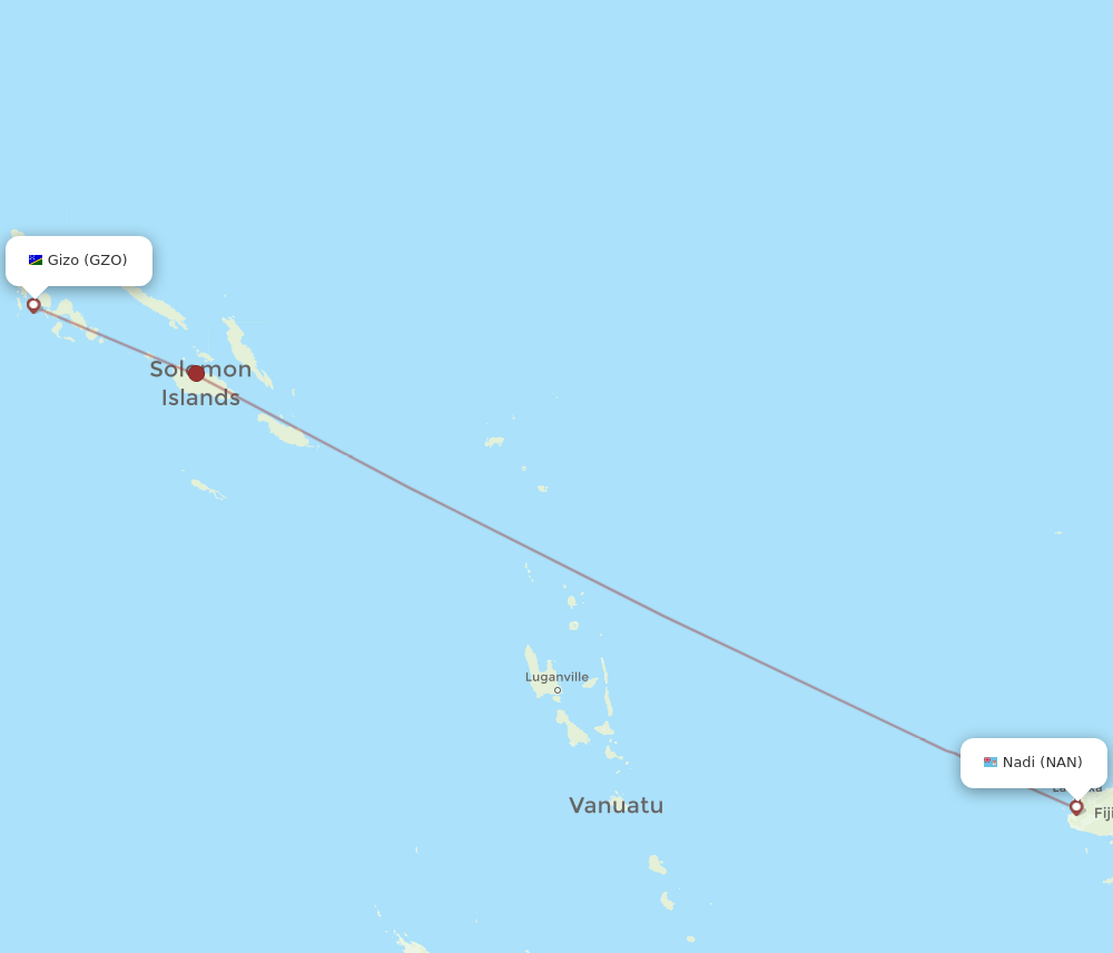 GZO to NAN flights and routes map