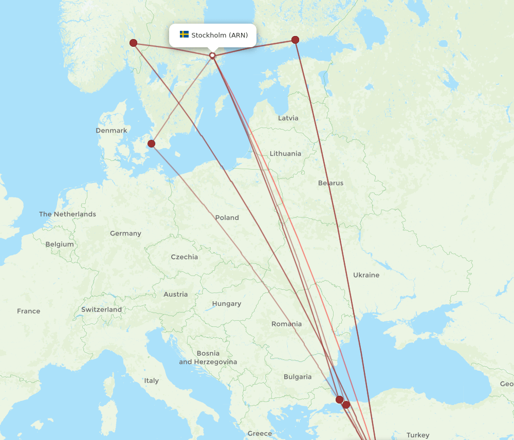 GZP to ARN flights and routes map
