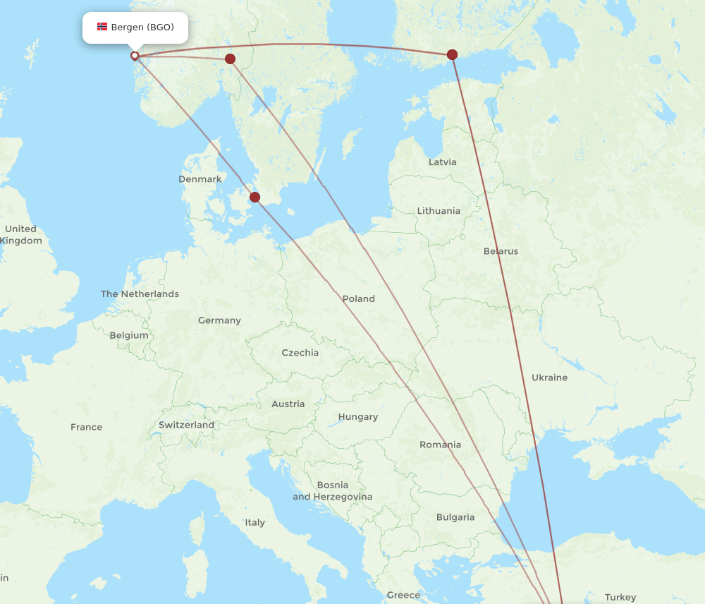 GZP-BGO flight routes