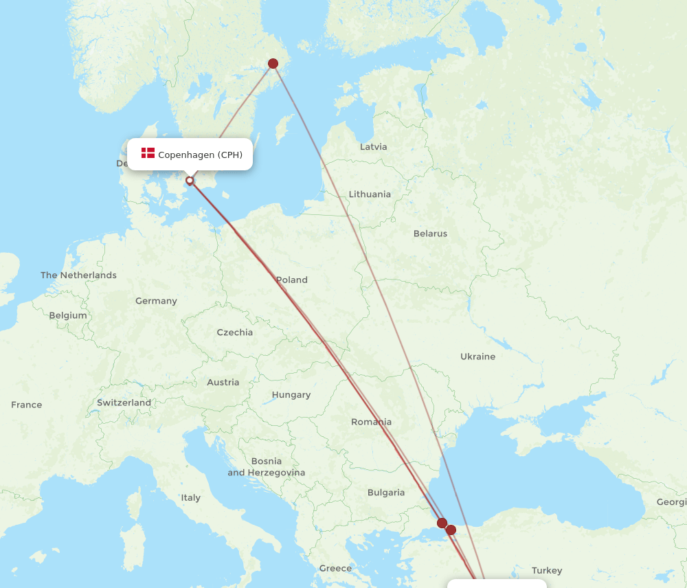 GZP-CPH flight routes