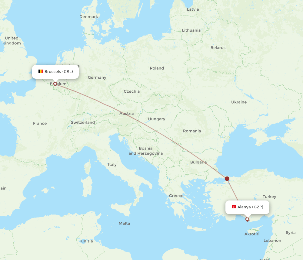 GZP-CRL flight routes