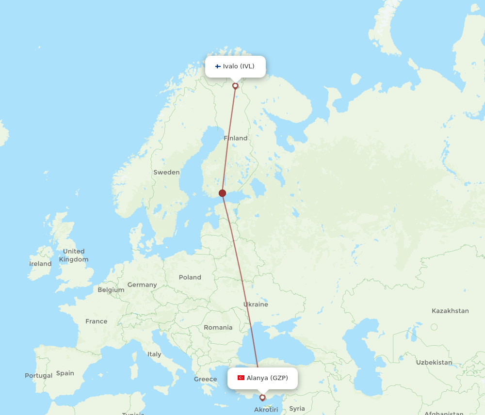 GZP-IVL flight routes
