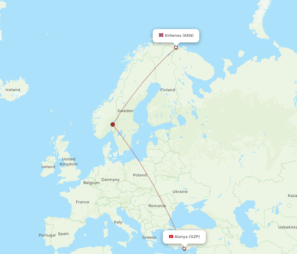 GZP-KKN flight routes