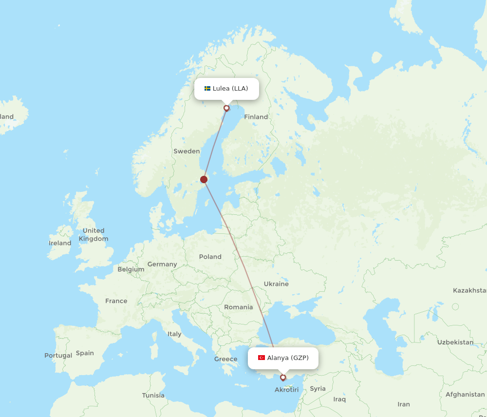 GZP to LLA flights and routes map