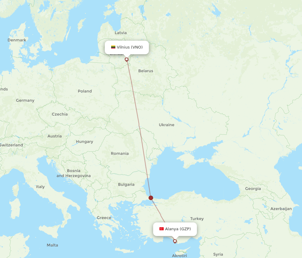 GZP-VNO flight routes