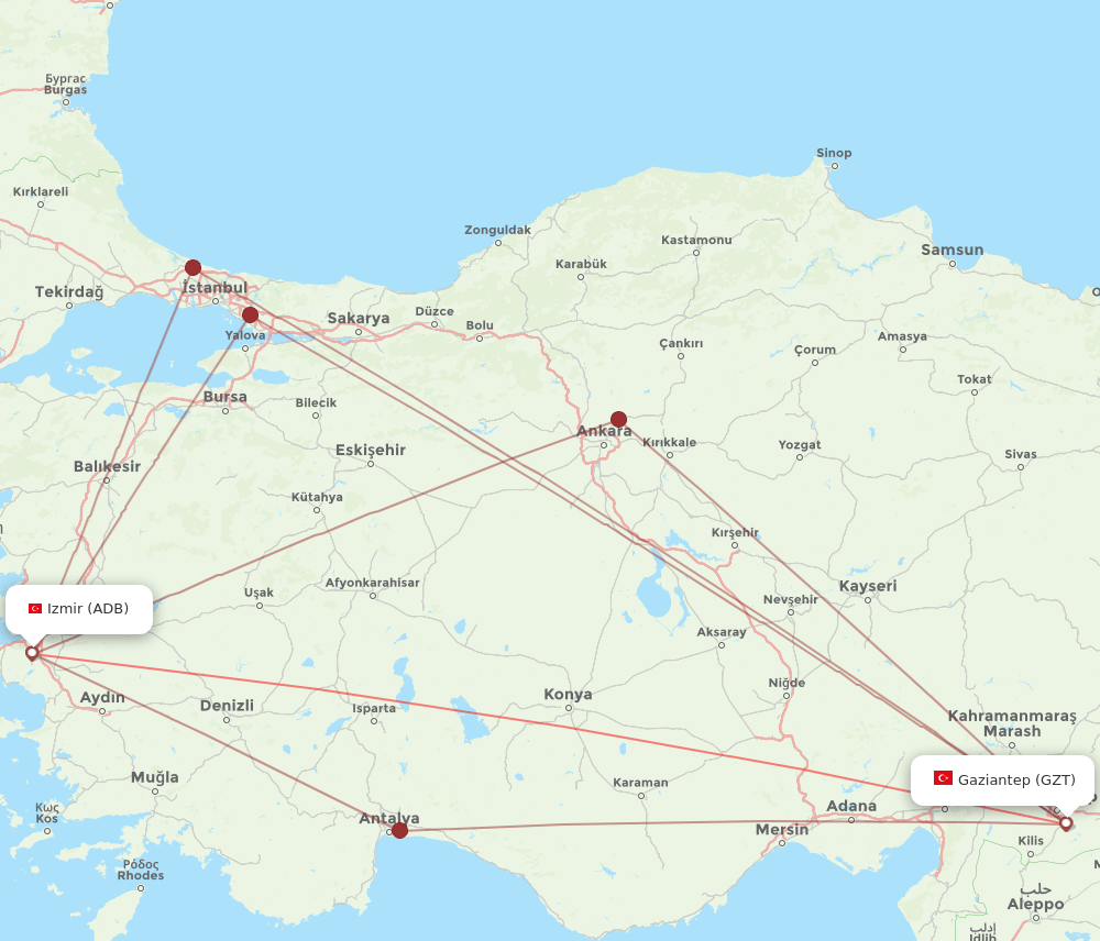 GZT-ADB flight routes
