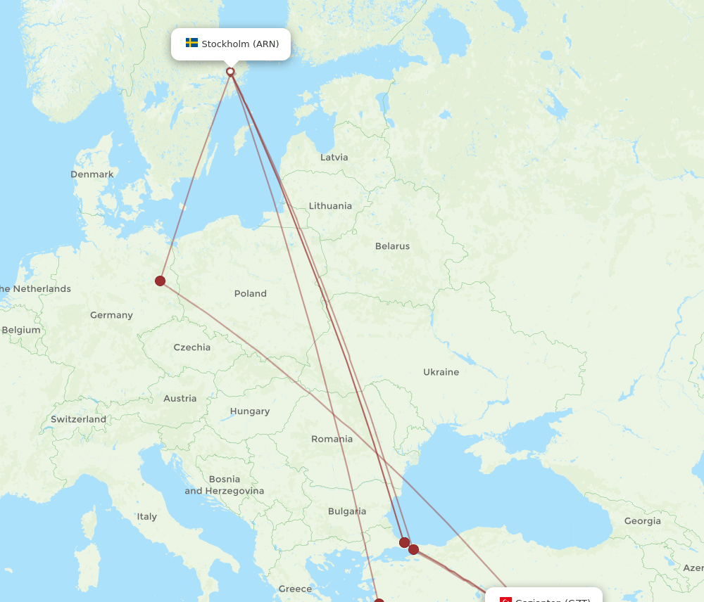 GZT-ARN flight routes