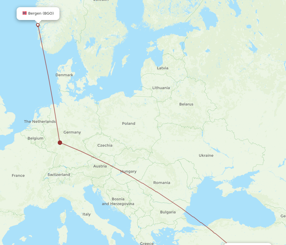 GZT-BGO flight routes