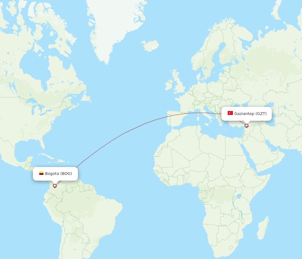 GZT-BOG flight routes