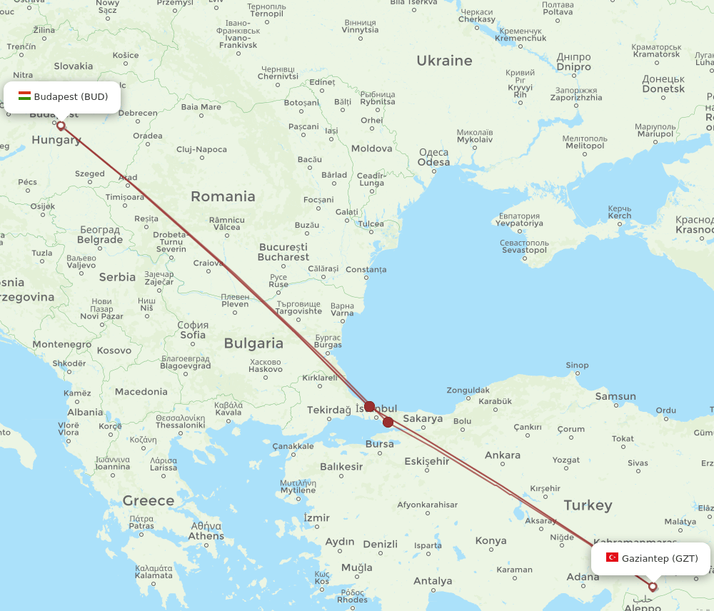 GZT-BUD flight routes