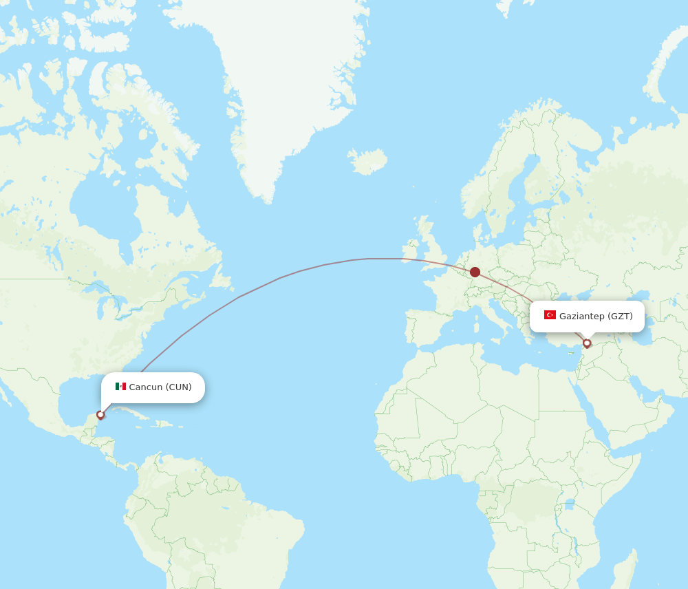 GZT-CUN flight routes