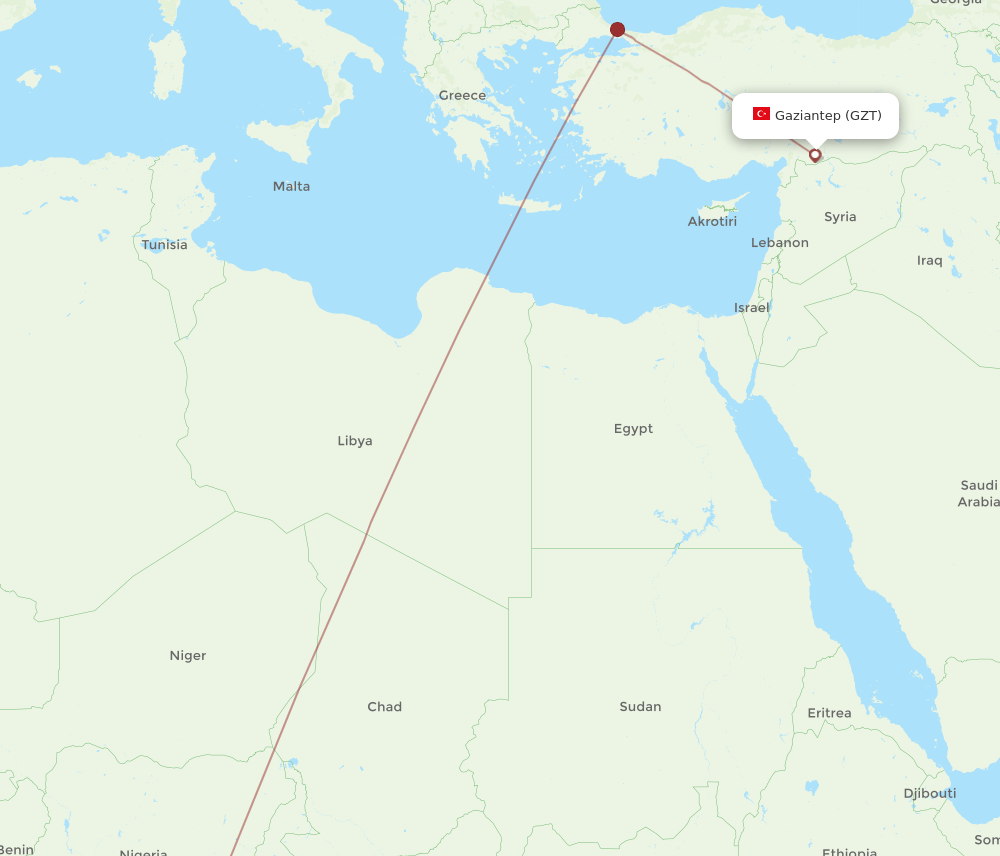 GZT-DLA flight routes