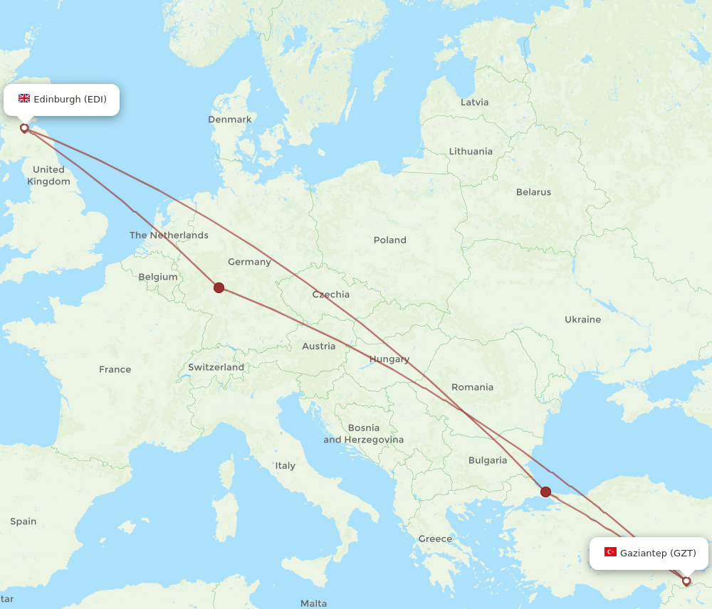 GZT-EDI flight routes