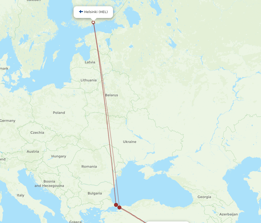GZT-HEL flight routes