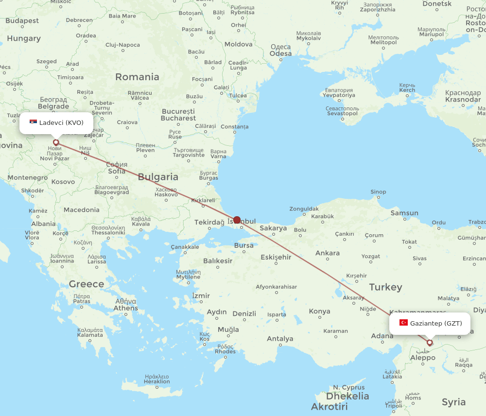 GZT-KVO flight routes