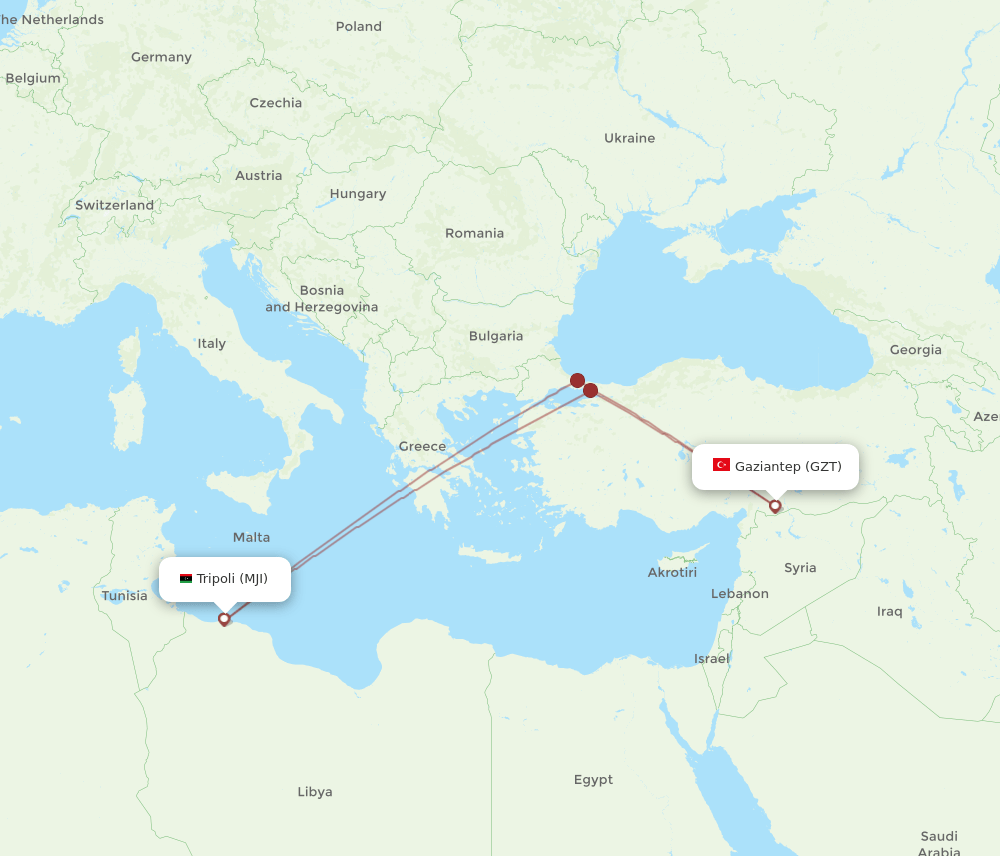 GZT-MJI flight routes
