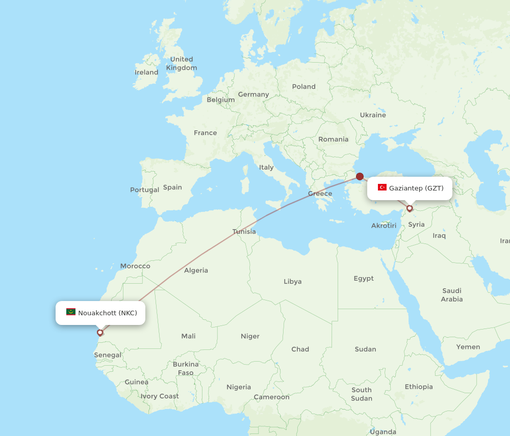 GZT-NKC flight routes
