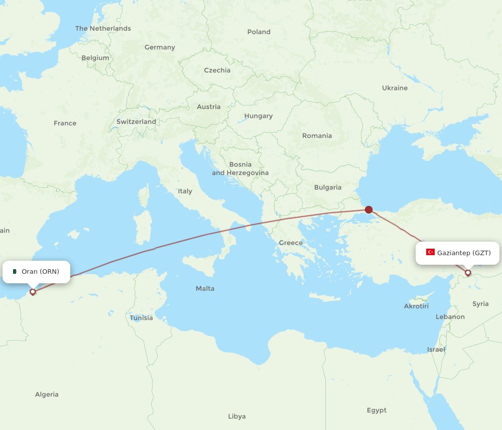 GZT-ORN flight routes