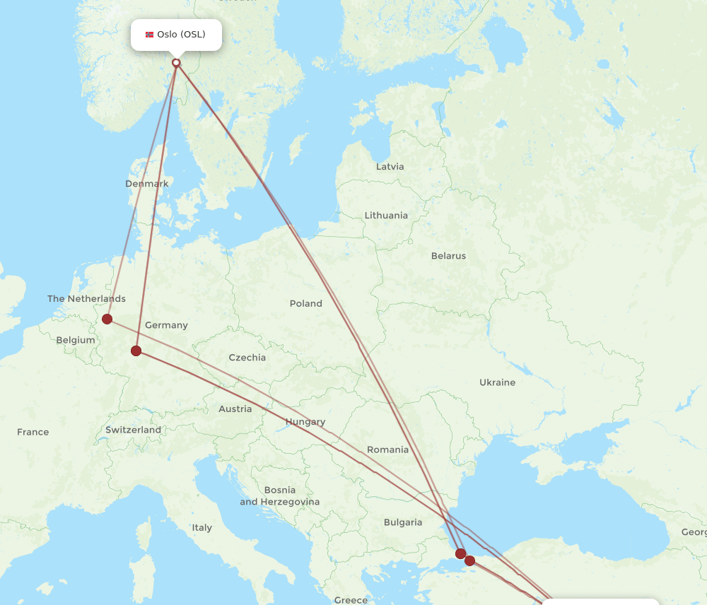 GZT-OSL flight routes