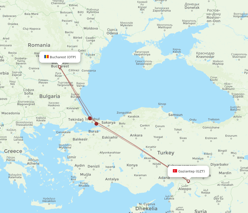 GZT-OTP flight routes