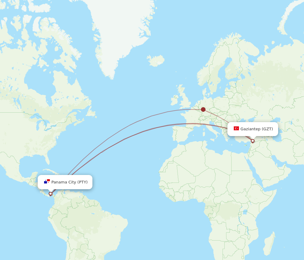 GZT-PTY flight routes