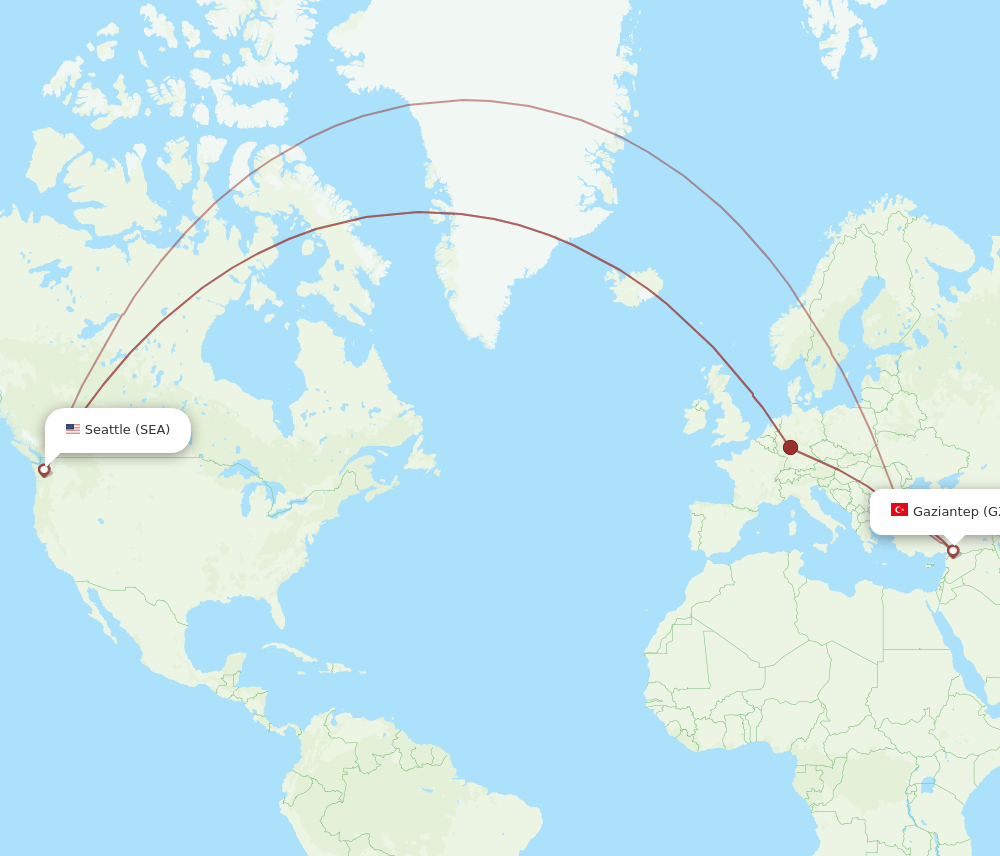 GZT to SEA flights and routes map