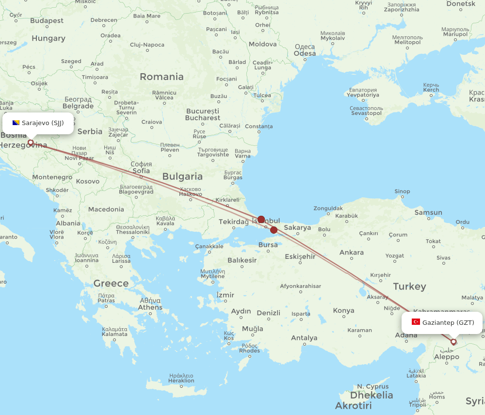 GZT-SJJ flight routes