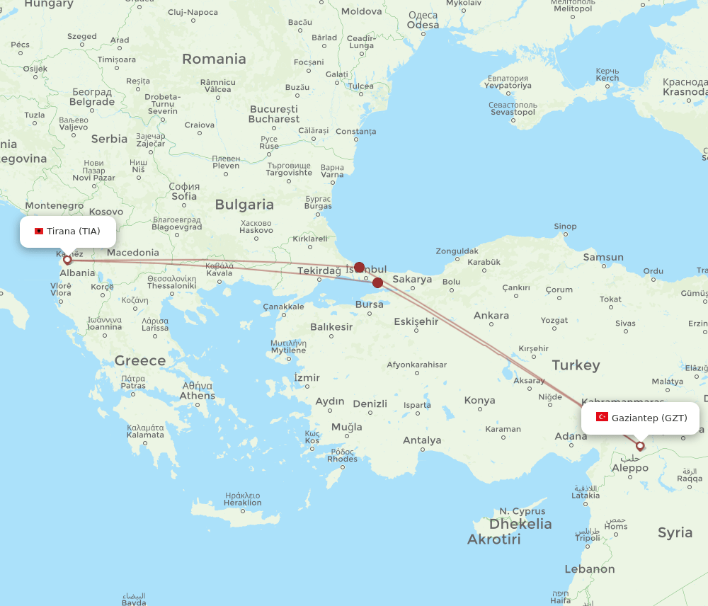 GZT-TIA flight routes
