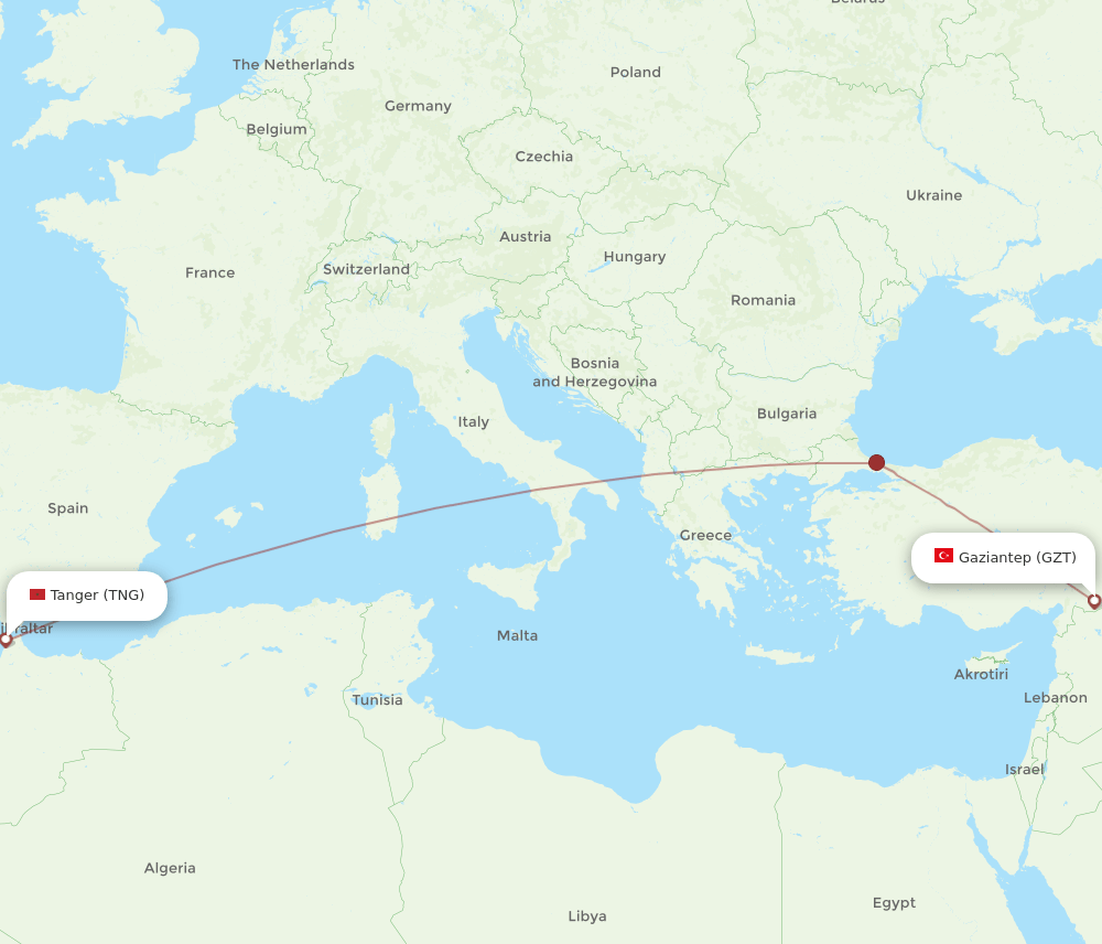 GZT-TNG flight routes